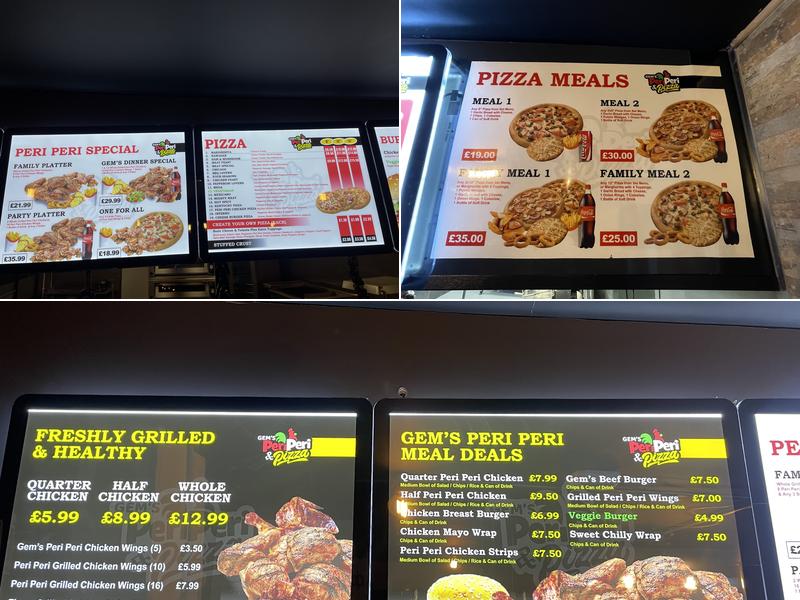 Gem's Peri Peri Menu