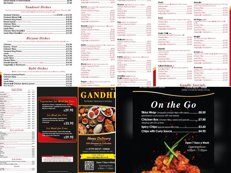 The Original Gandhi (Swindon) Menu