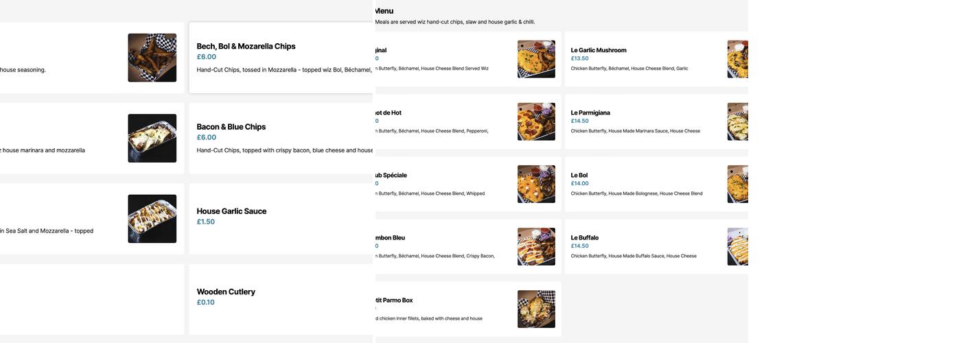 Hot Club de Parmo Menu