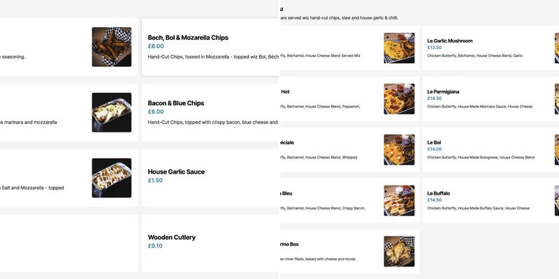 Hot Club de Parmo Menu