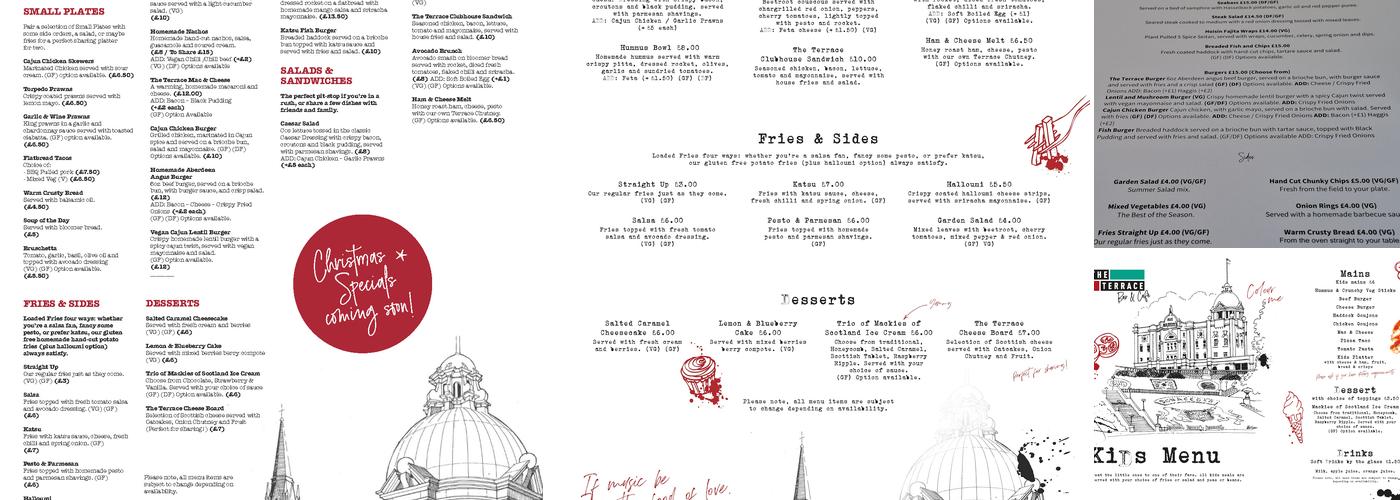 The Terrace Bar and Café Menu