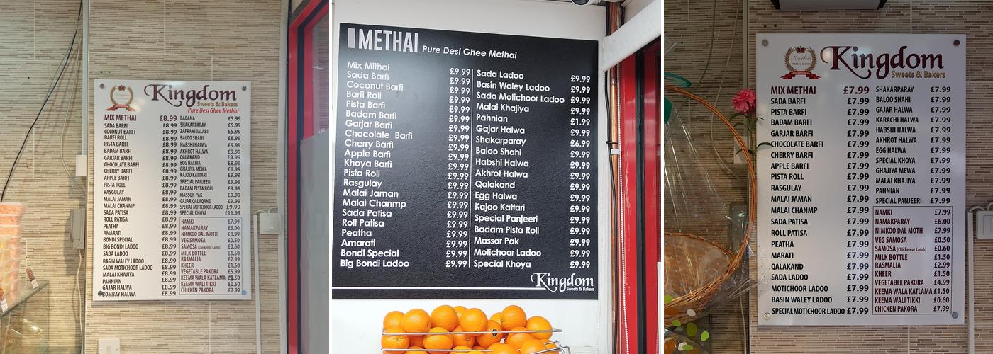 Kingdom Sweets & Bakers Menu