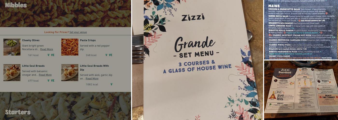 Zizzi - York Menu