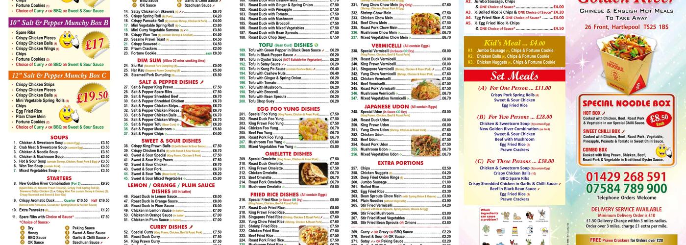 Golden River (New Management) Menu