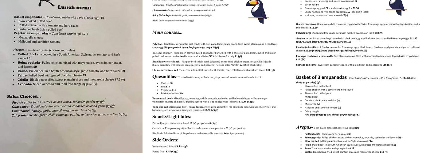 Tucán Rosemount Menu