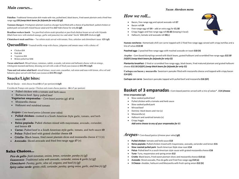 Tucán Rosemount Menu