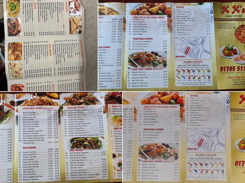 KK Chinese Takeaway Menu
