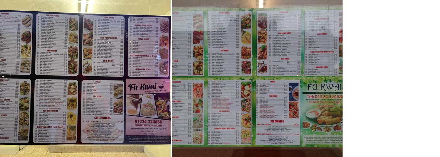 Fu Kwai Menu