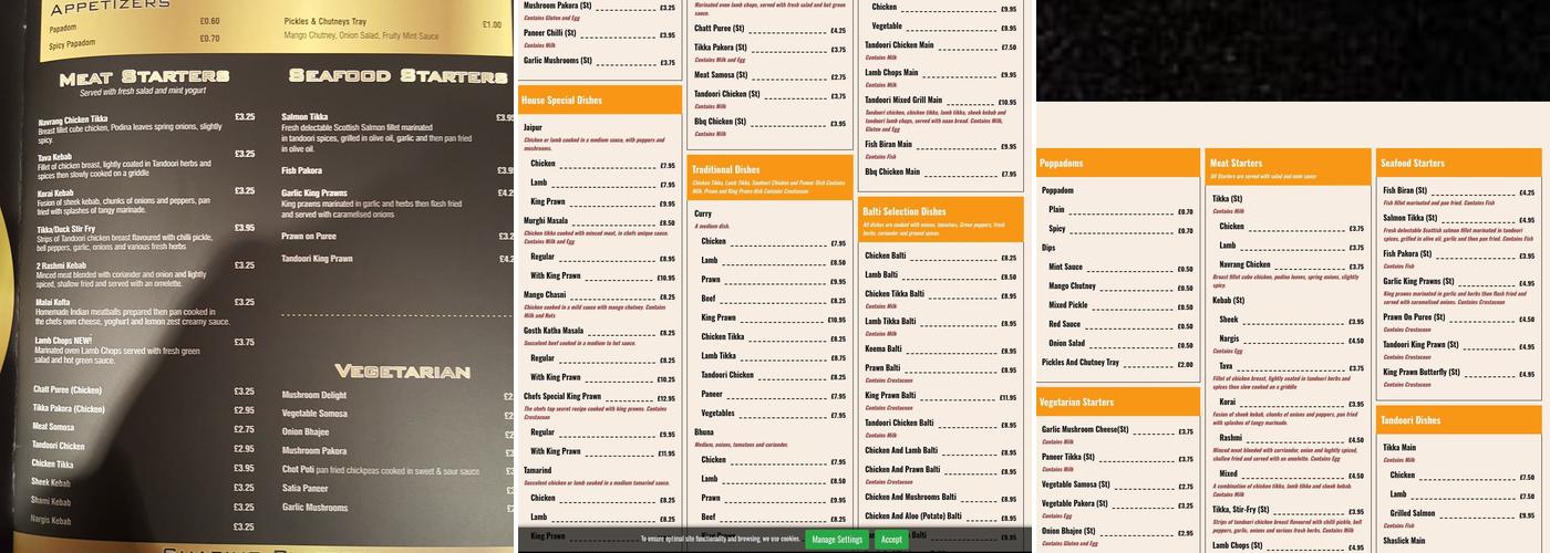 Hawa Spice Menu