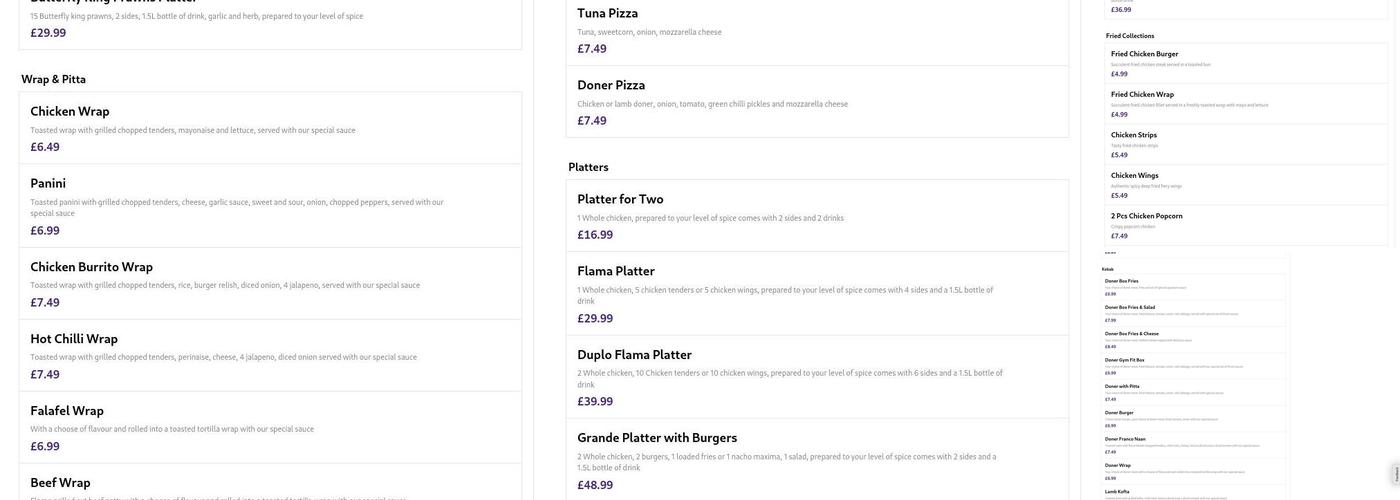 Chandler's Ford Grill Menu