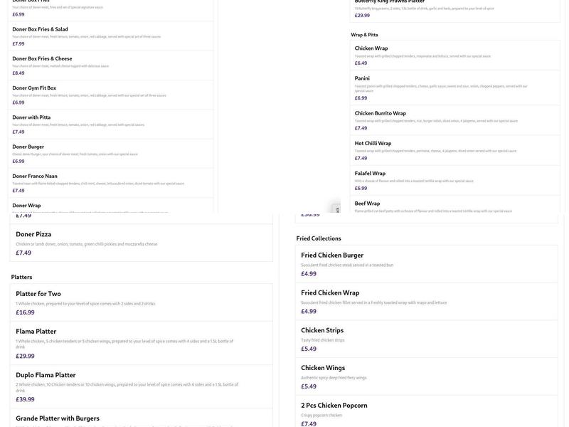 Chandler's Ford Grill Menu