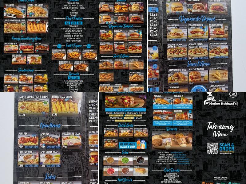 Mother Hubbard's Famous Fish & Chips Menu
