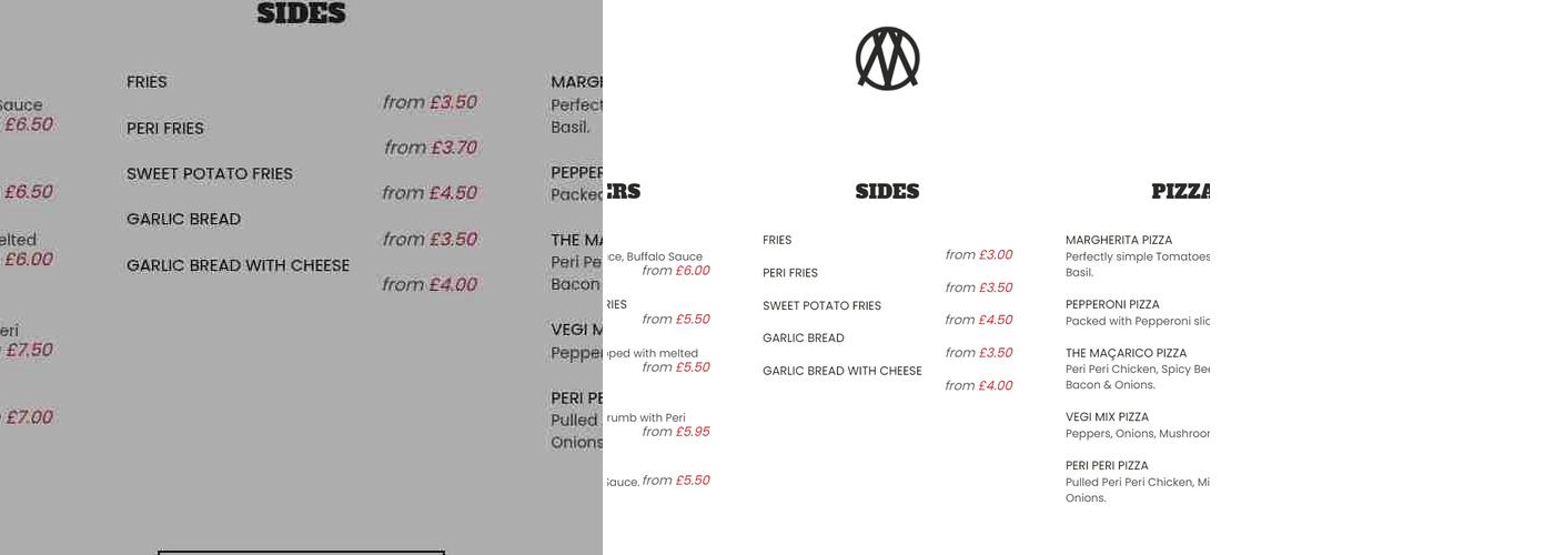 Macarico Airdrie Menu