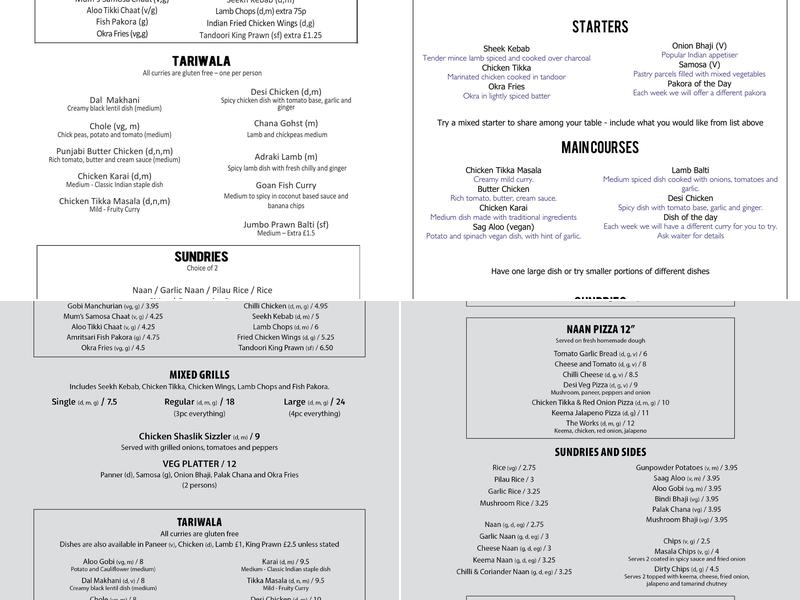 Pritam's Tandoor Kitchen Menu