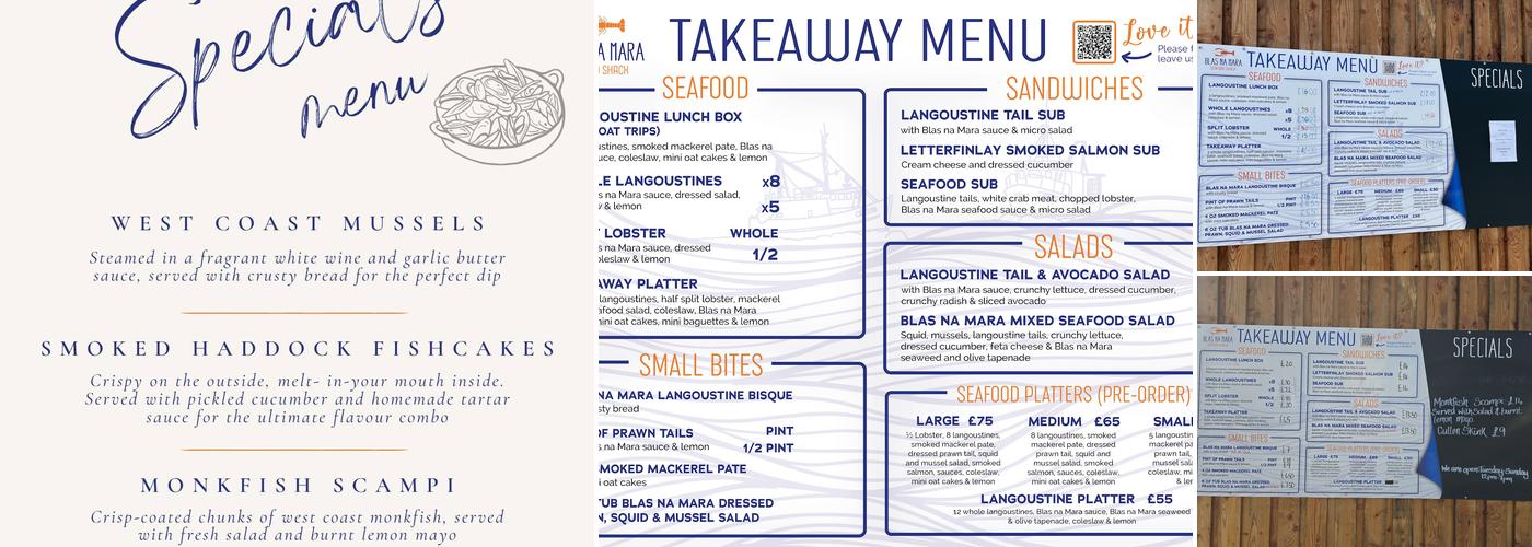 Blas na Mara Menu