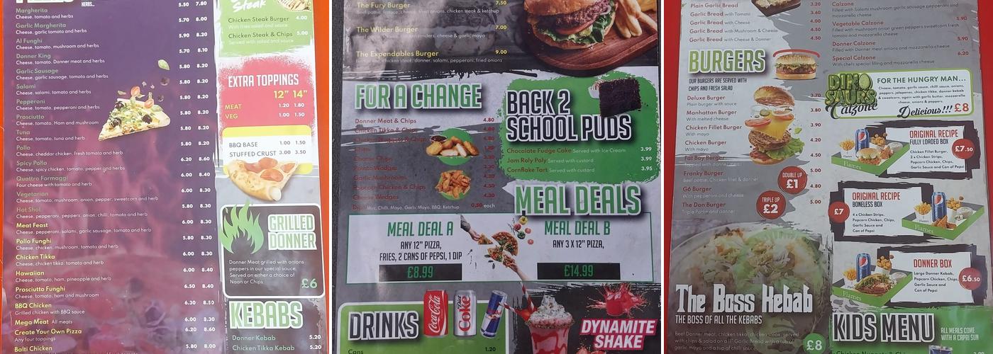 Flames Pizza Bar - Keighley Menu