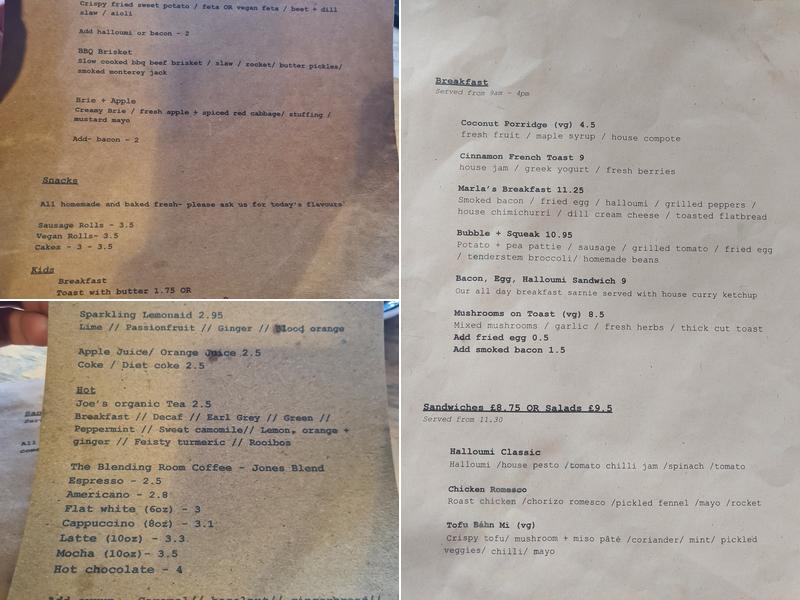 Marla's Sandwich Shop Menu