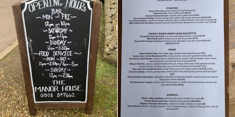 Manor - West Bexington Menu