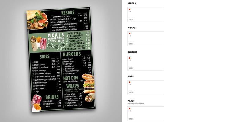 Samis Kebab Trailer Menu