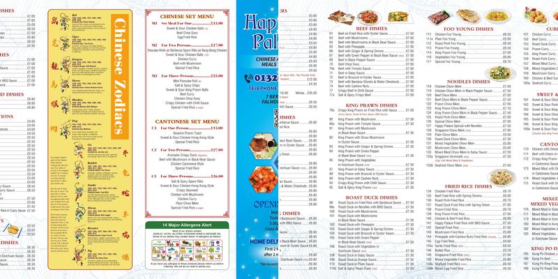 Happy Palace Menu