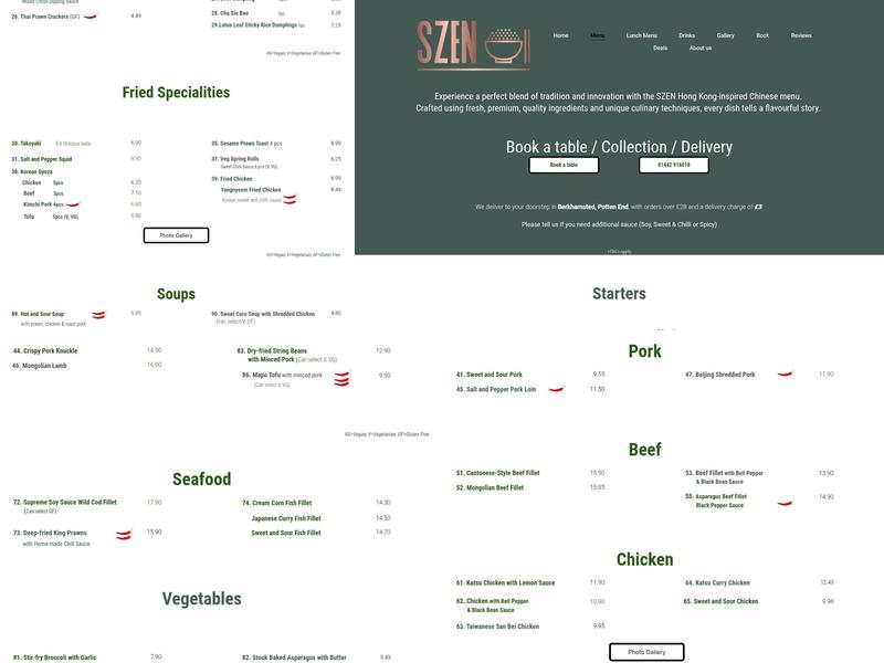 SZEN Menu