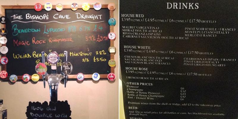 The Bishop's Cave Menu