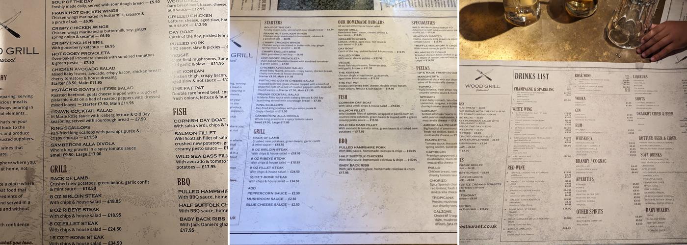 Wood Grill Menu