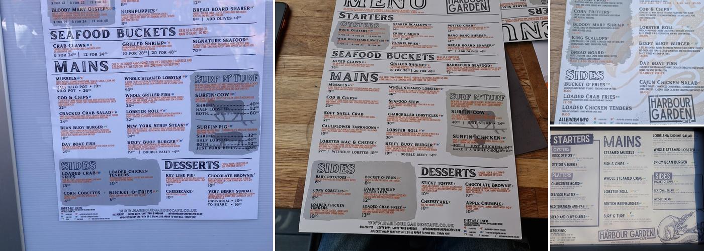 The Harbour Garden Menu