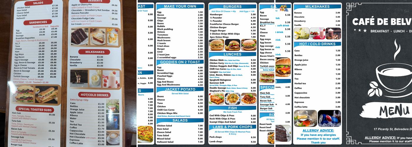 Cafe De Belvedere Menu