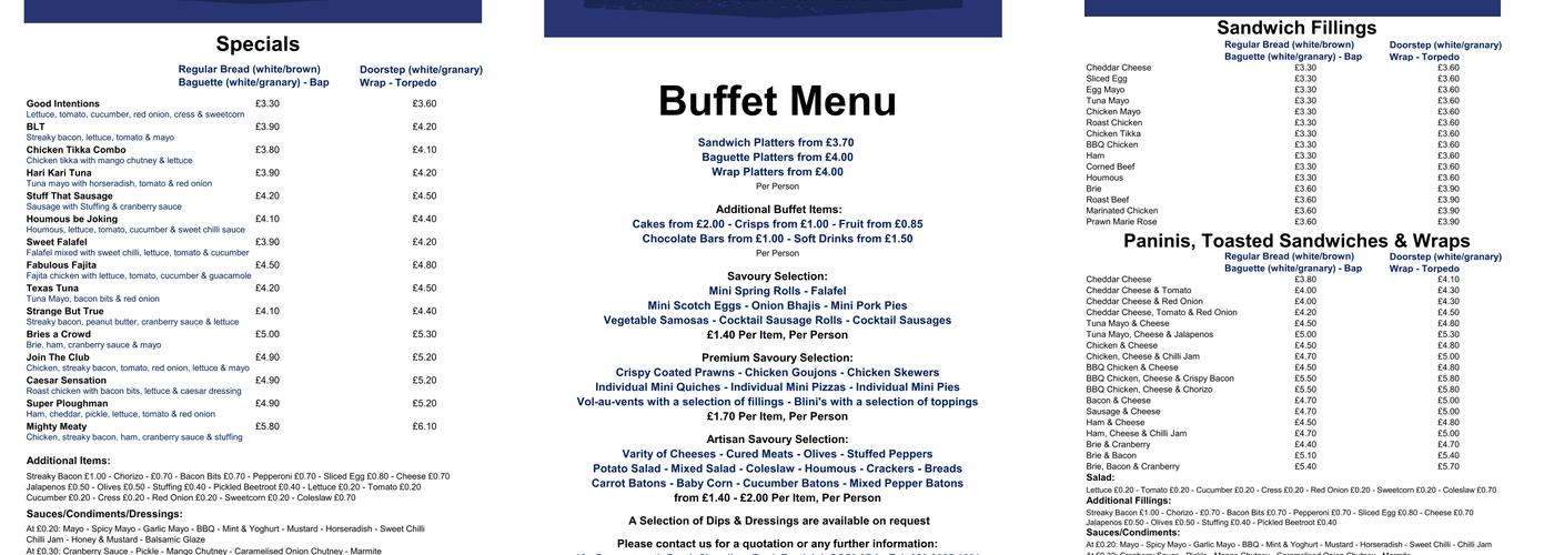 The Munch Box Catering Company Limited Menu