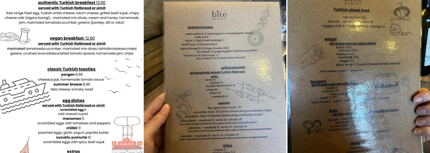 Bite Express Ltd Menu