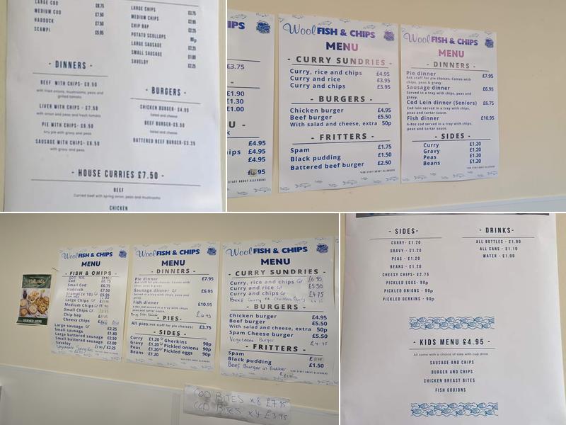 Wool Fish & Chip Shop Menu