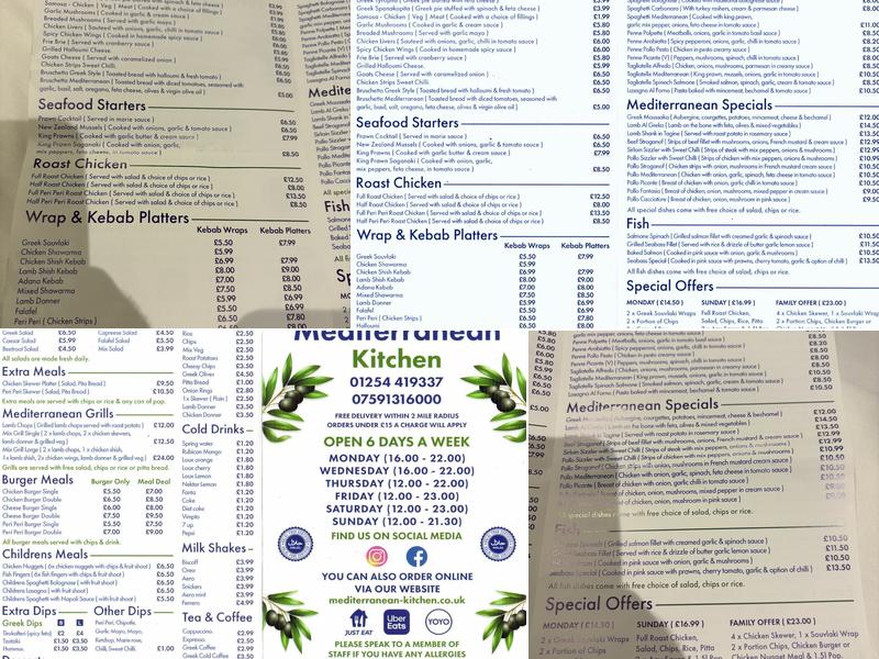 Mediterranean Kitchen Menu