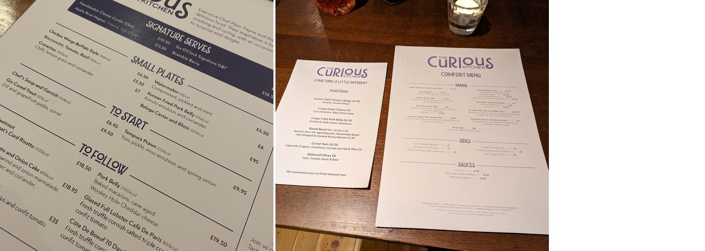 Curious Kitchen Menu