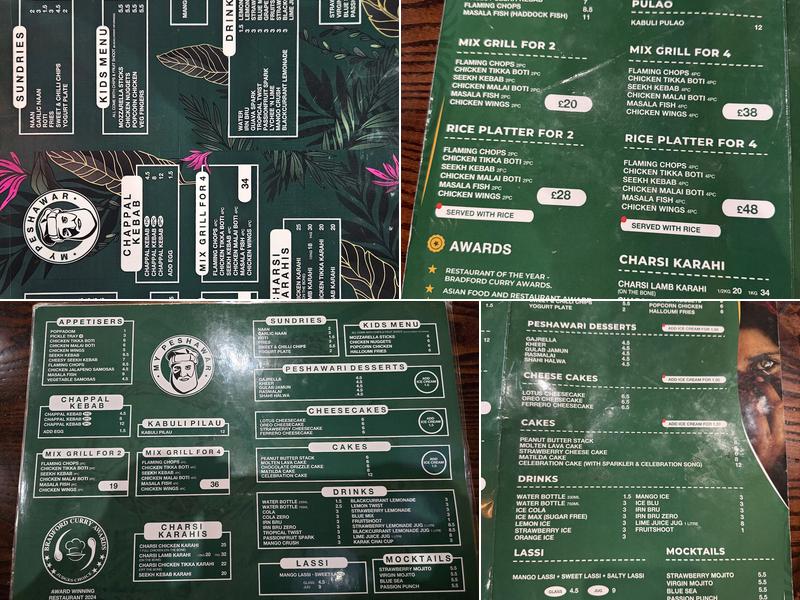 My Peshawar Bradford Menu