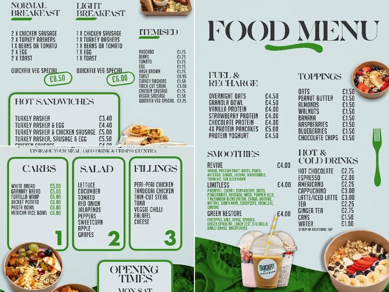 Quickfix Diner Menu