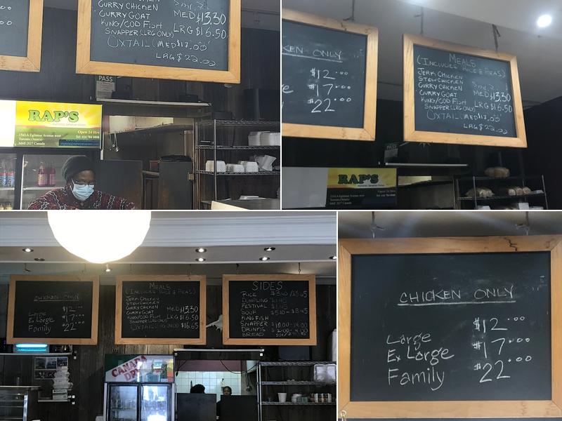 RAP'S Menu