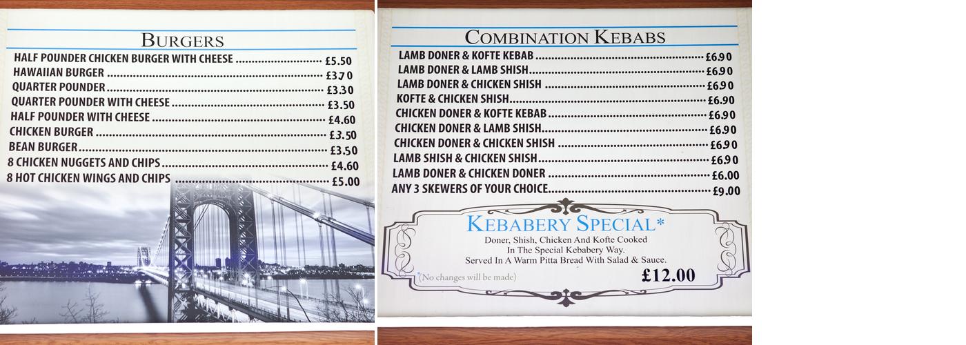 The Kebabery Menu