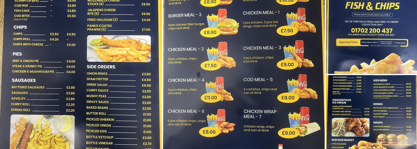 Harley’s Fish and Chips Menu