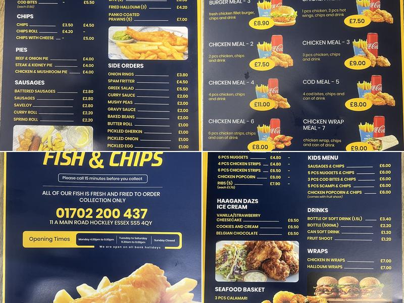 Harley’s Fish and Chips Menu