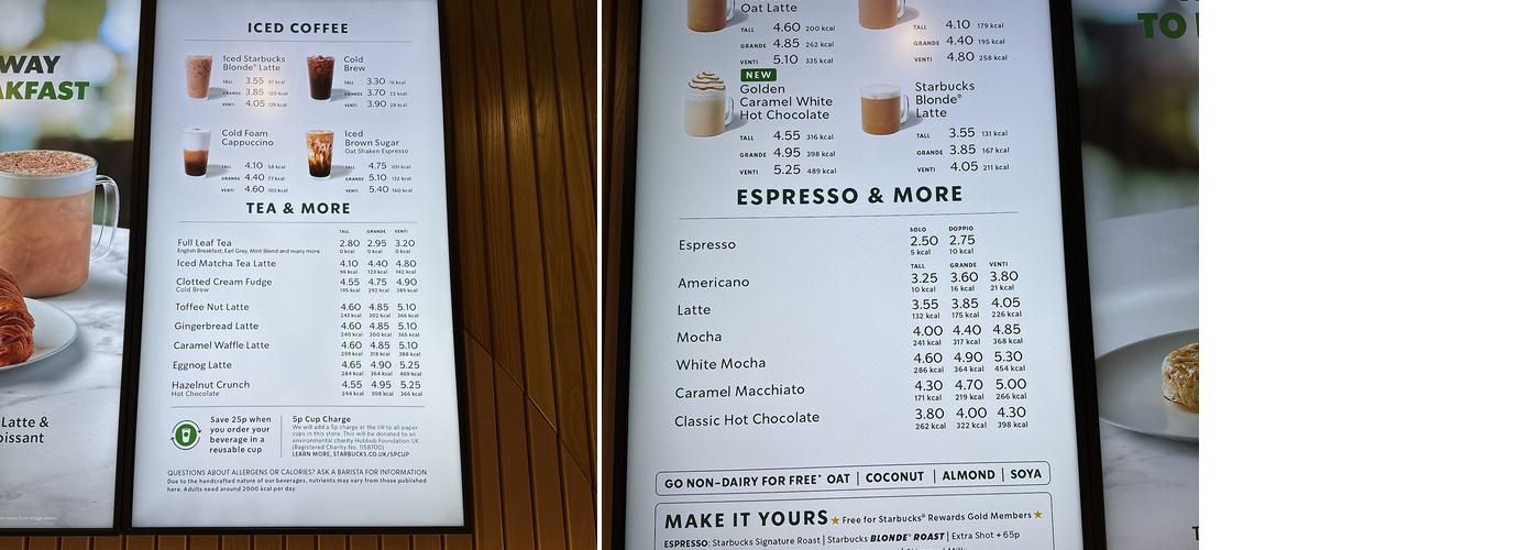 Starbucks Menu
