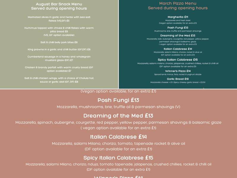 JJ Crossfield's Cafe & Bar Arnside Menu