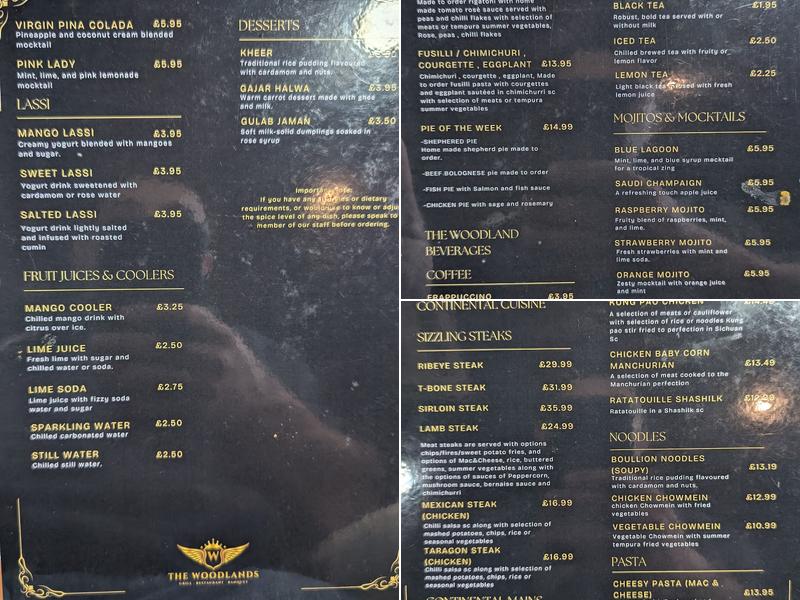 The Woodlands Steak & Grill Menu