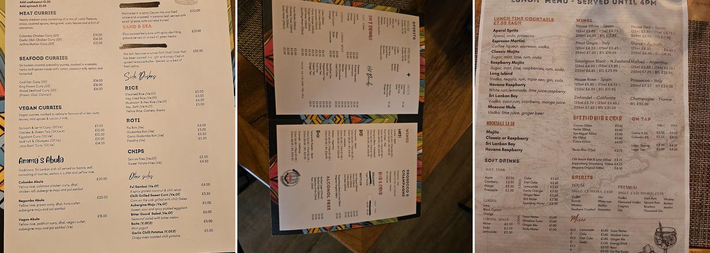 Ayubowan Restaurant - Halifax Menu