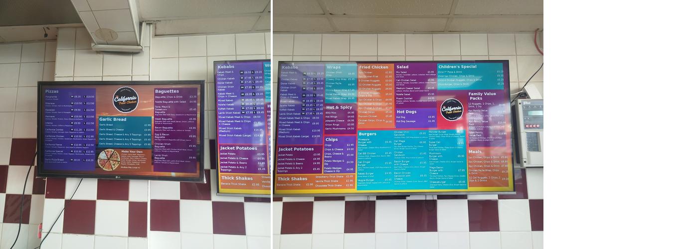 California Fried chicken& Pizzas Menu