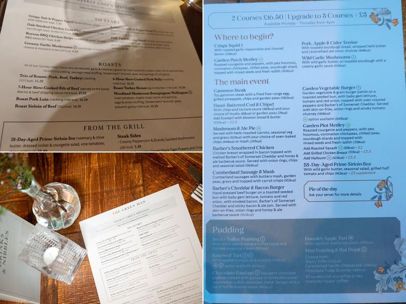 Green Man Pub Menu