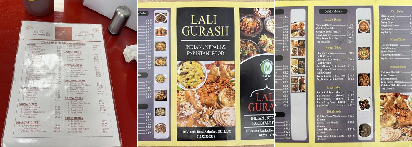 Lali Gurash Menu