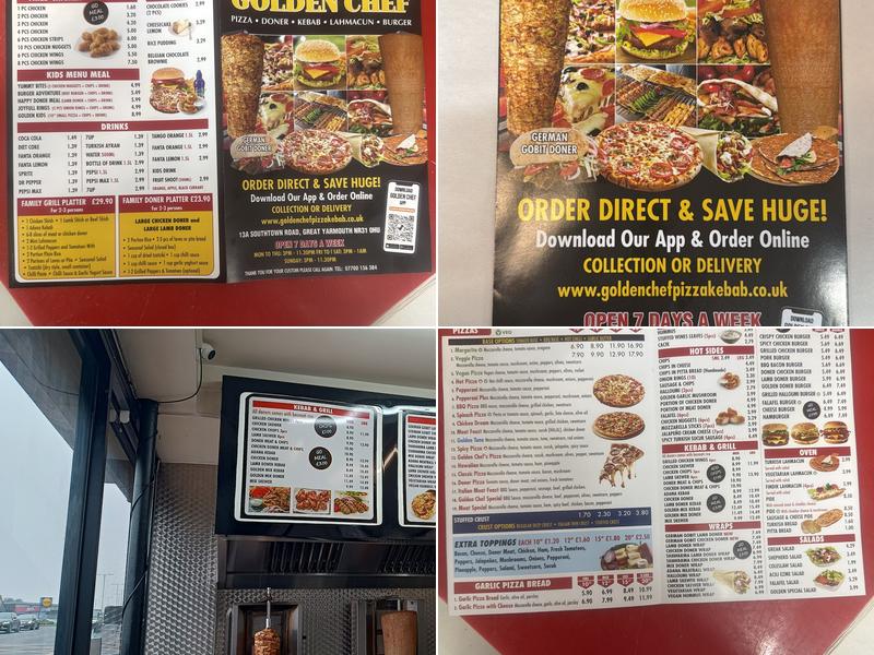 Golden Chef Kebab Pizza Menu