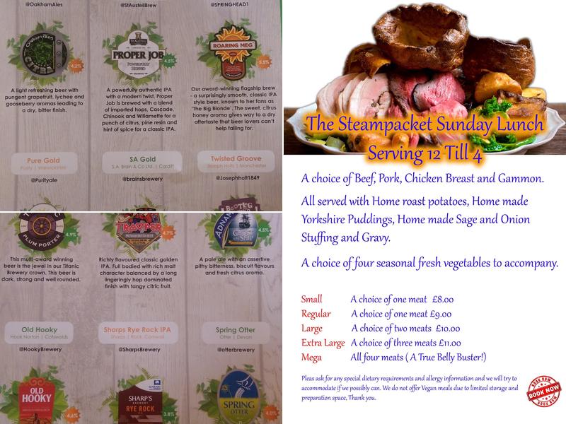 Steampacket Inn Menu