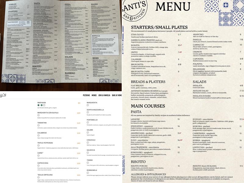 Santi’s Southern Italian Bar & Kitchen Menu